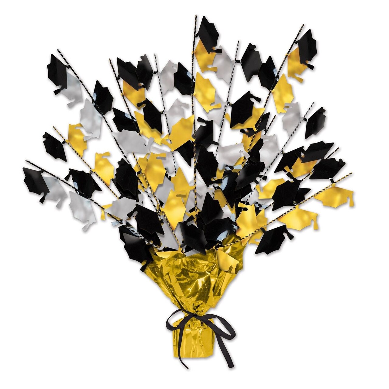 12 Pack Bulk Graduation Party Centerpiece - black - gold - silver